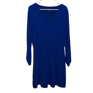 Apt. 9 Womens Royal Blue Scalloped V-Neck Long Sleeve Dress Size 16